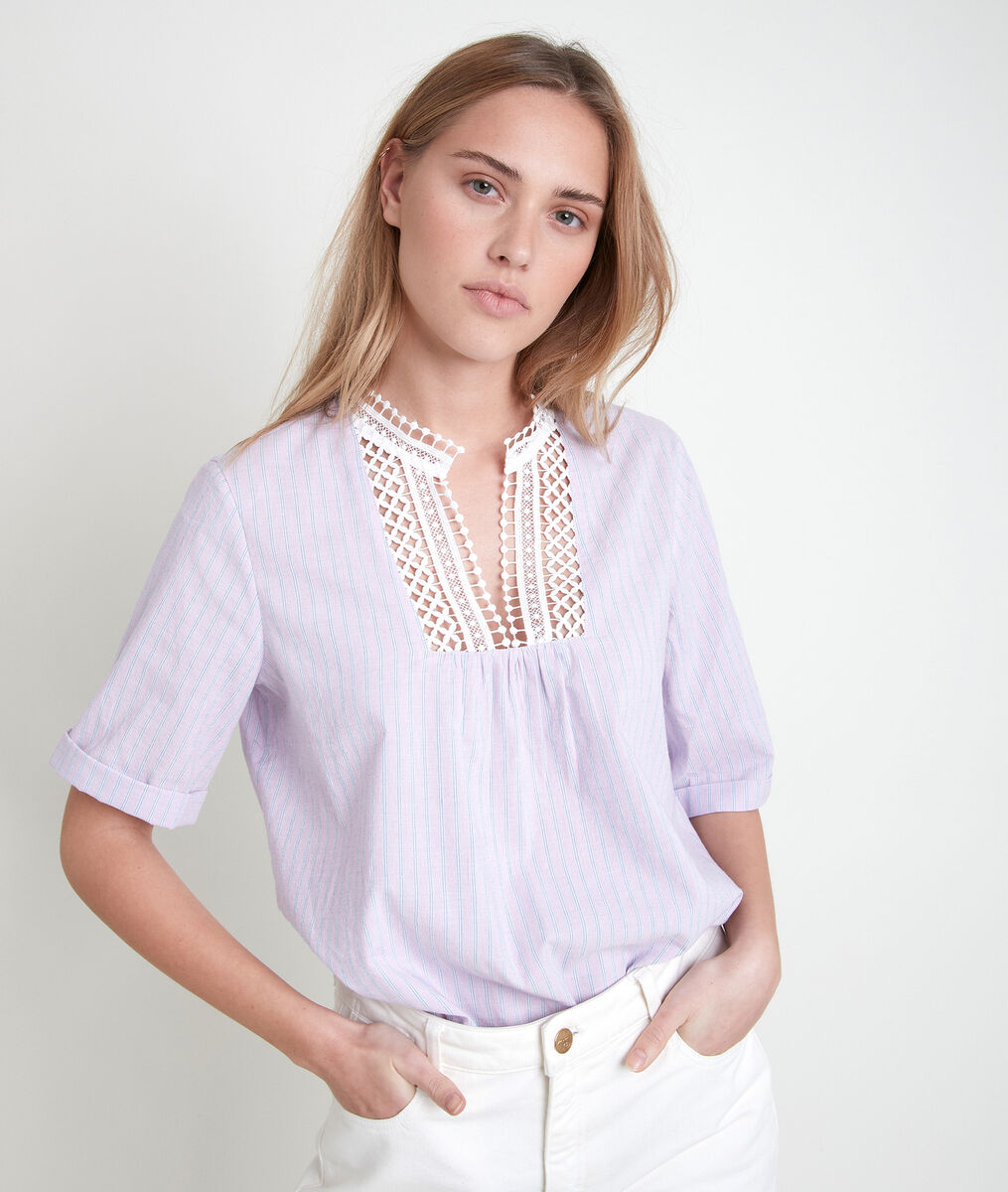 Blouse rayée brodée Tendra | 1-2-3 Blouse rayée brodée Tendra PhotoZ | 1-2-3