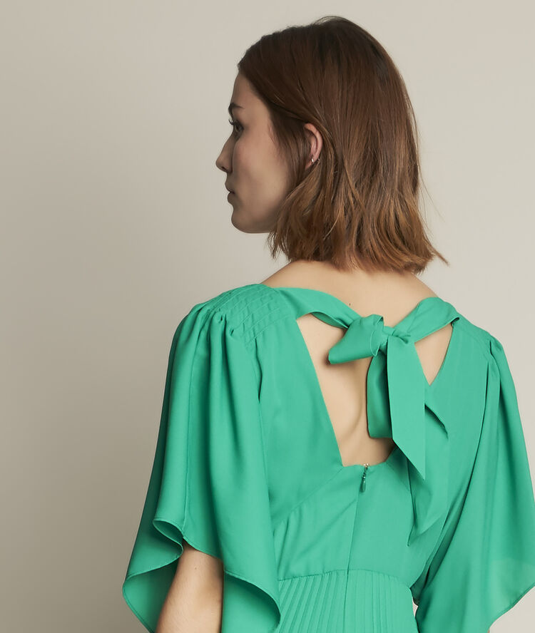 Robe plissée verte hedwige prairie.