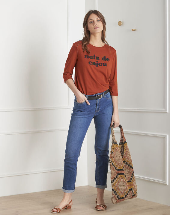Tee-shirt acajou broderie perles Pecan | 1-2-3 Tee-shirt acajou broderie perles Pecan PhotoZ | 1-2-3