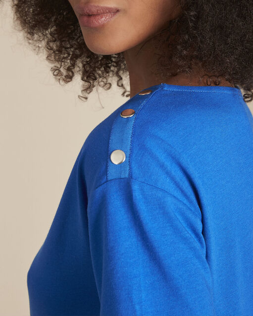 Tee-shirt bleu col bateau calvi bleu.