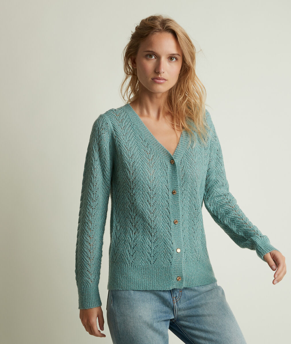 Gilet ajouré brillant jade Robbie | 1-2-3 Gilet ajouré brillant jade Robbie PhotoZ | 1-2-3