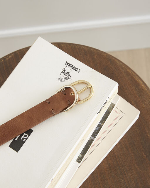 Ceinture camel double boucle en cuir quorentin camel.