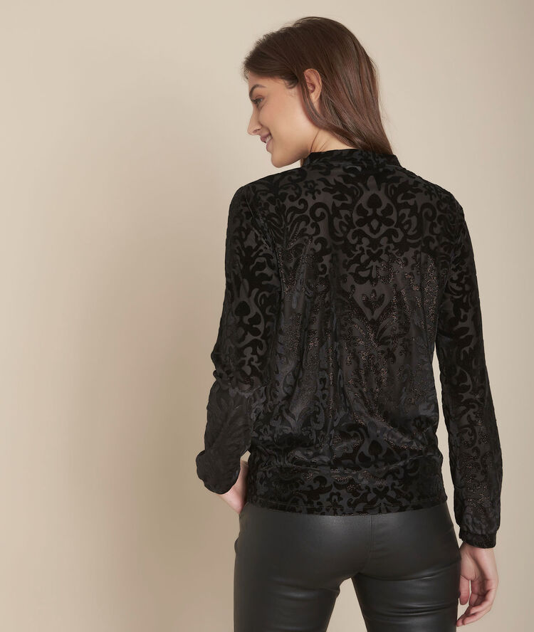 Tee-shirt en velours dévoré cherazade noir.