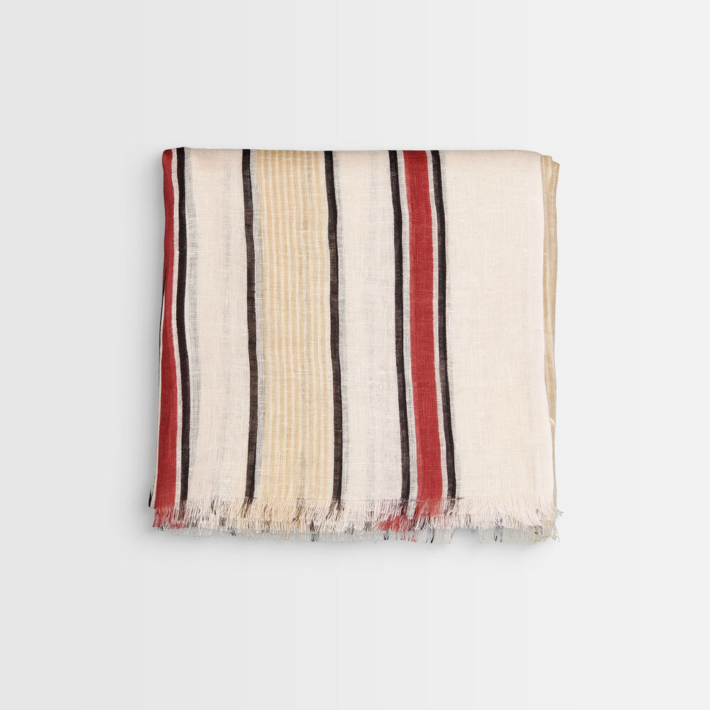 Leinenschal mit streifen ben beige.