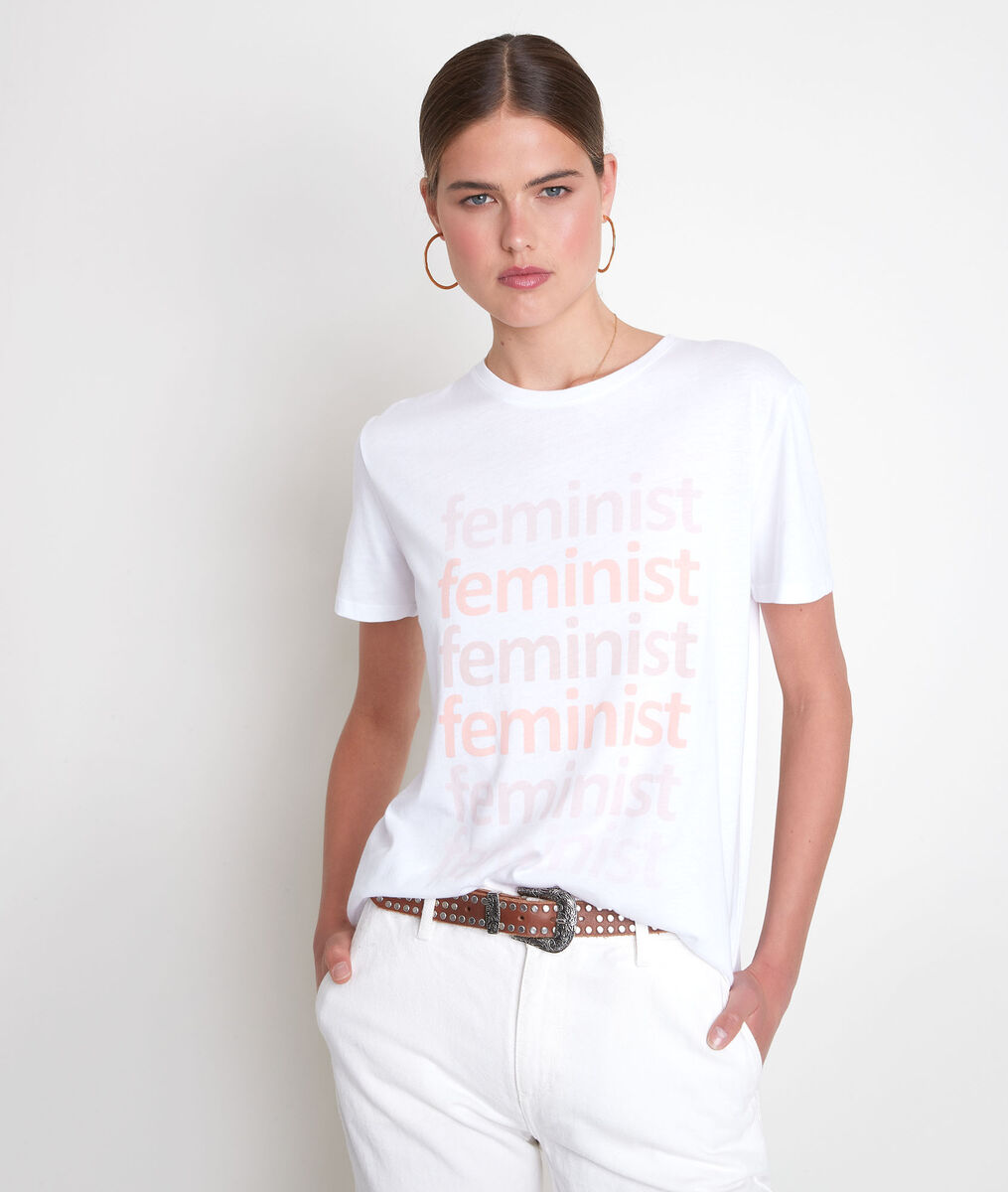 Tee-shirt en coton biologique à message blanc Emma | 1-2-3 Tee-shirt en coton biologique à message blanc Emma PhotoZ | 1-2-3