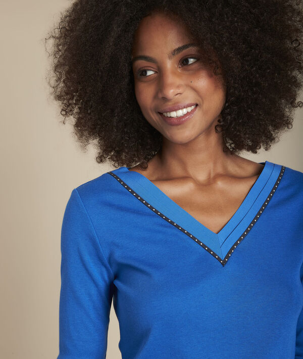 Tee-shirt cobalt col V Carla | 1-2-3 Tee-shirt cobalt col V Carla PhotoZ | 1-2-3
