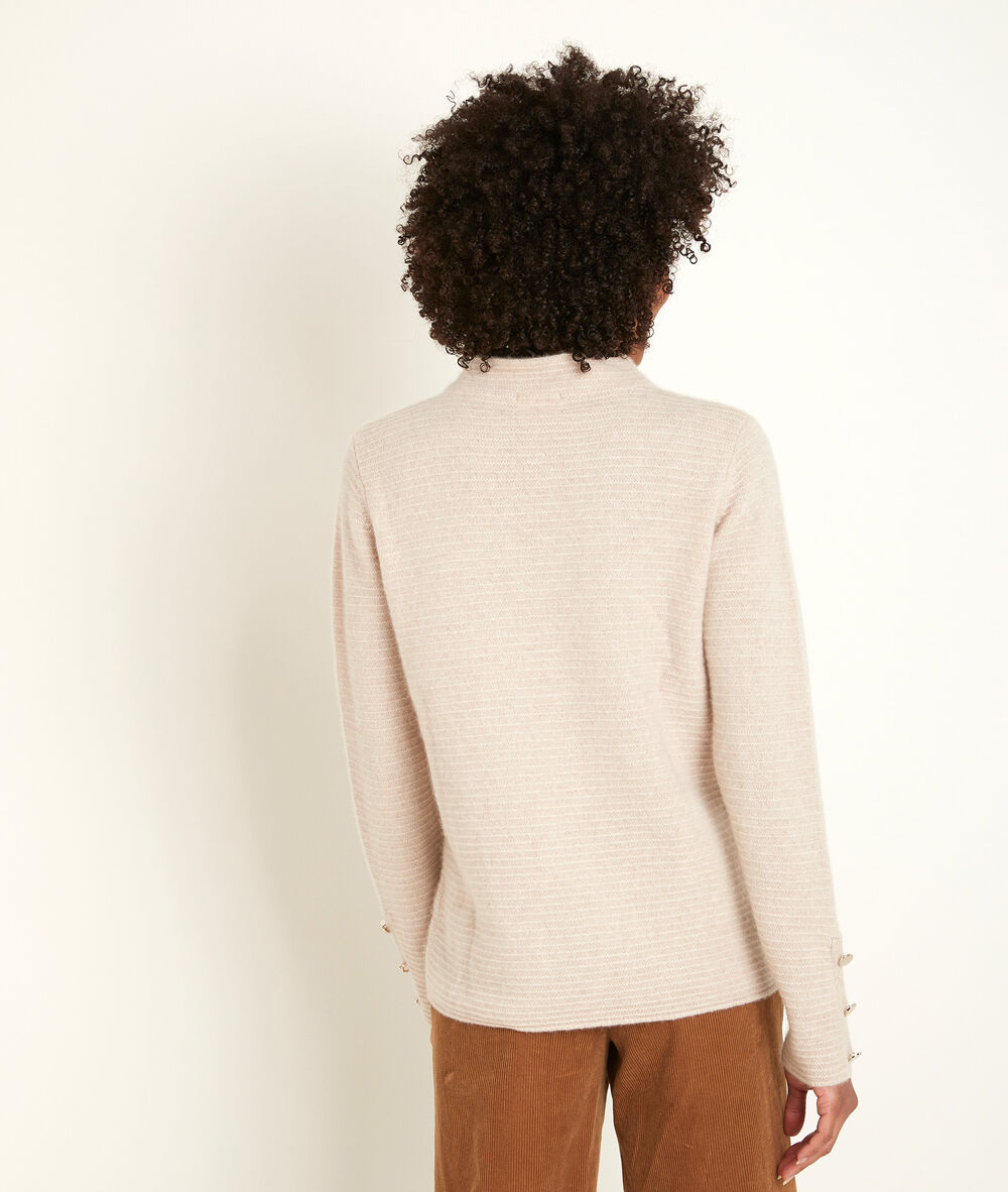 Pull en cachemire col montant rim bis naturel.