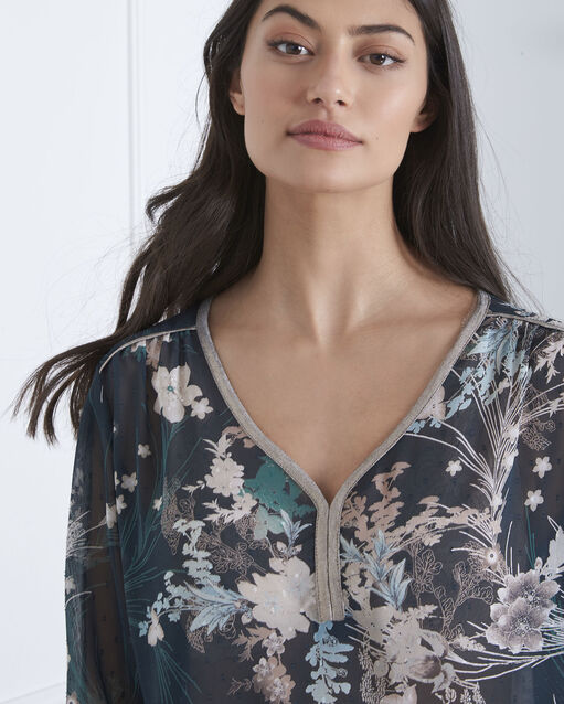 Blouse vert foncé imprimée vigne foret.