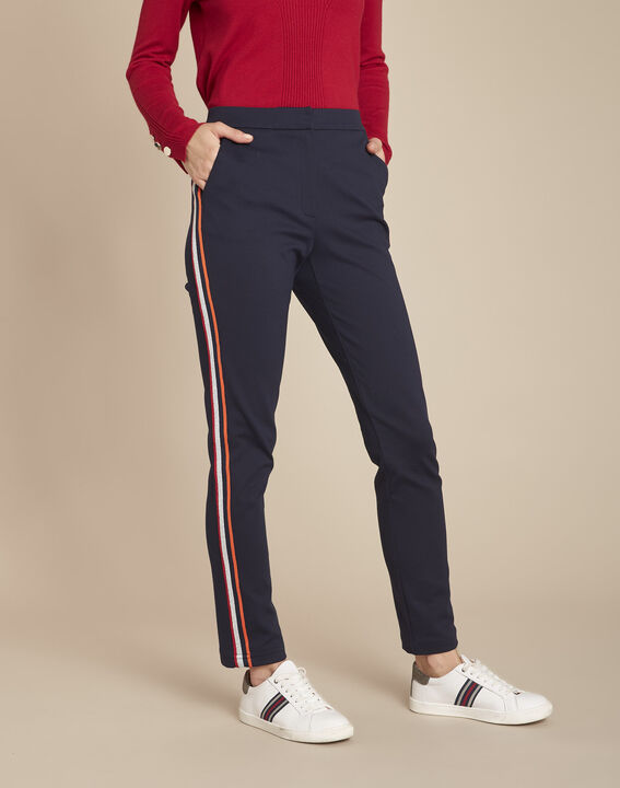Pantalon marine cigarette bord fantaisie Evane | 1-2-3 Pantalon marine cigarette bord fantaisie Evane PhotoZ | 1-2-3