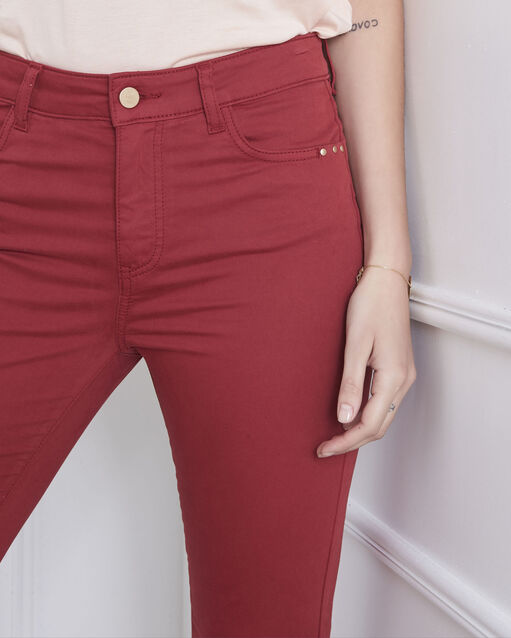 Jean grenat 7/8e slim satin de coton vendome grenat.