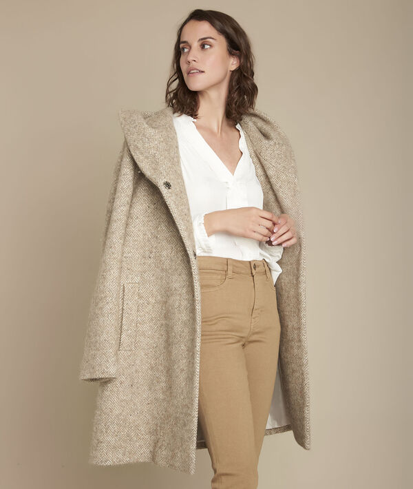 Manteau Beige En Laine Edwin Femme Maison 123