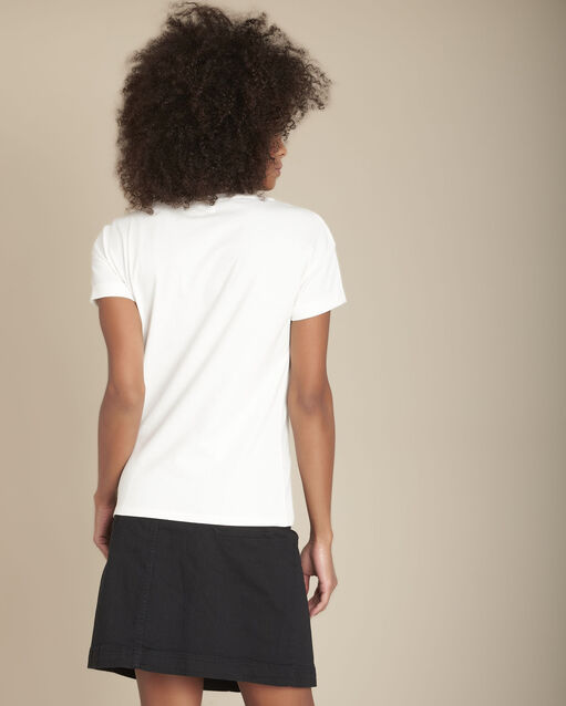 Tee-shirt sérigraphié en coton biologique canelle ecru.