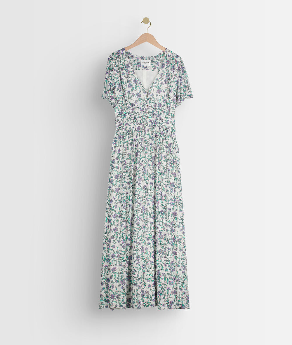 Robe longue blanche imprimée levana ecru.