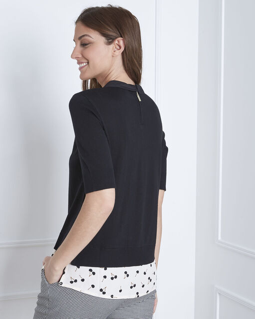 Pull noir col chemisier as noir.