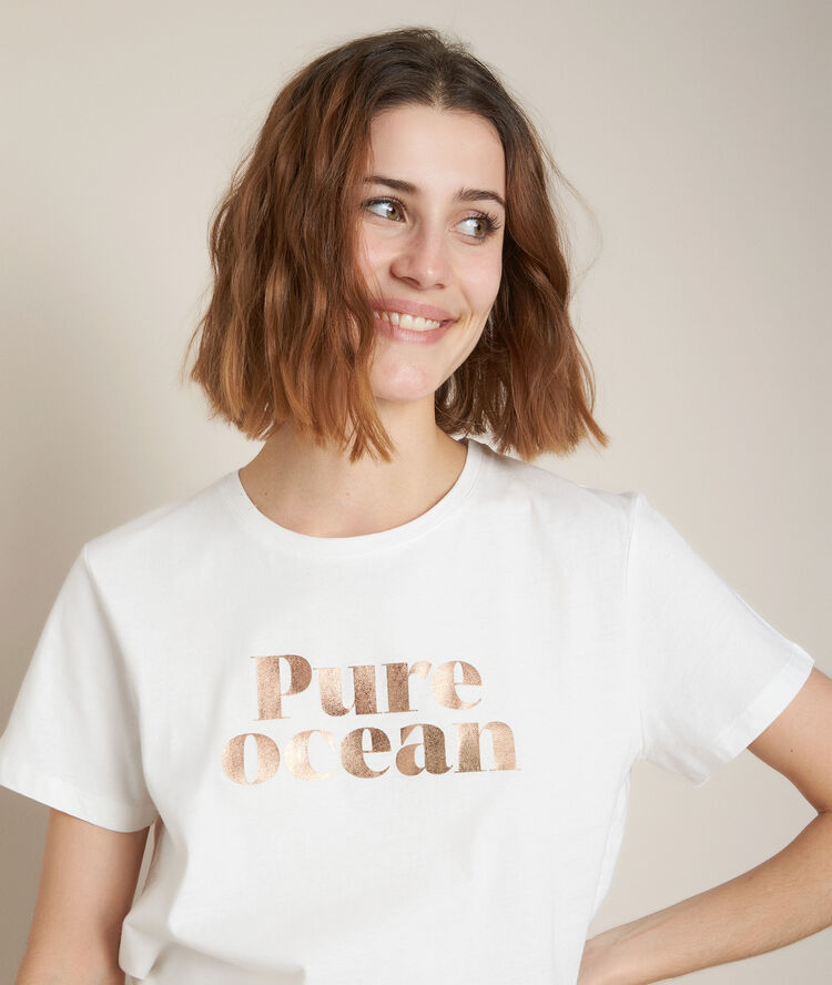 Tee-shirt sérigraphié en coton biologique dream blanc.