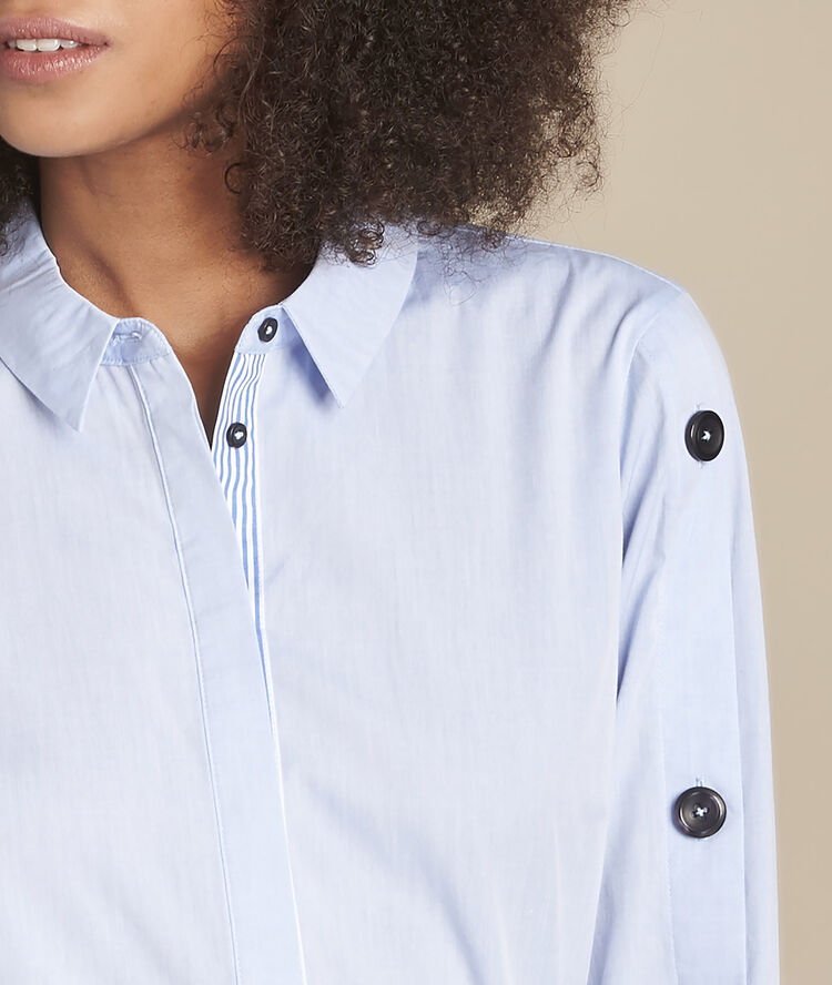 Chemise bleue en popeline mandy bleu ciel.