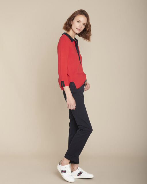 Roter milano-pullover mit polokragen formule rot.