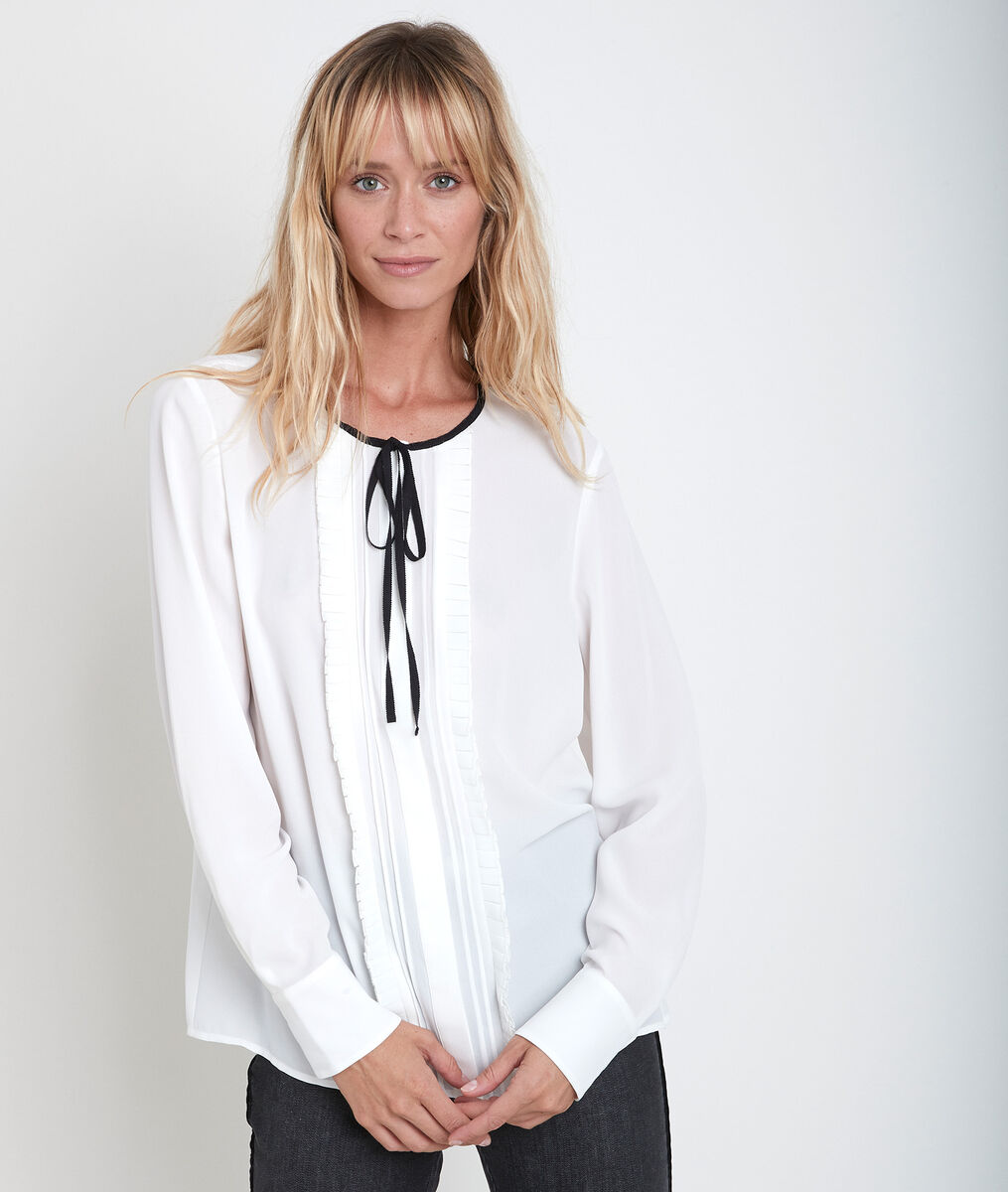 Blouse en polyester recyclé à plastron Joséphine | 1-2-3 Blouse en polyester recyclé à plastron Joséphine PhotoZ | 1-2-3