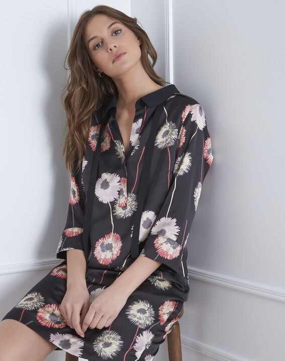 Robe noire imprimé fleuri Léontine | 1-2-3 Robe noire imprimé fleuri Léontine PhotoZ | 1-2-3