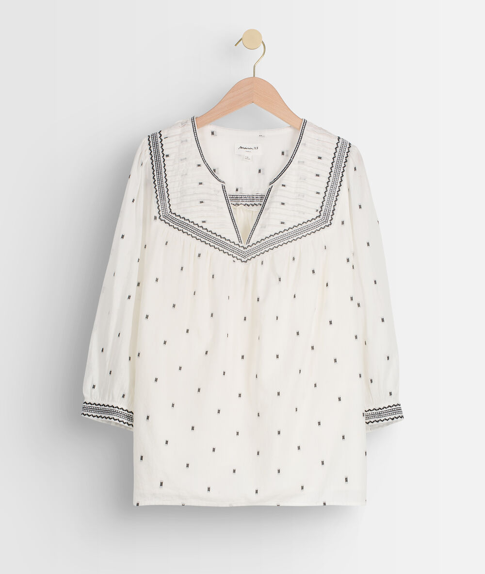 Blouse écrue brodée talissa ecru.