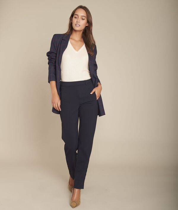 Pantalon marine cigarette en microfibre Ernesto | 1-2-3 Pantalon marine cigarette en microfibre Ernesto PhotoZ | 1-2-3