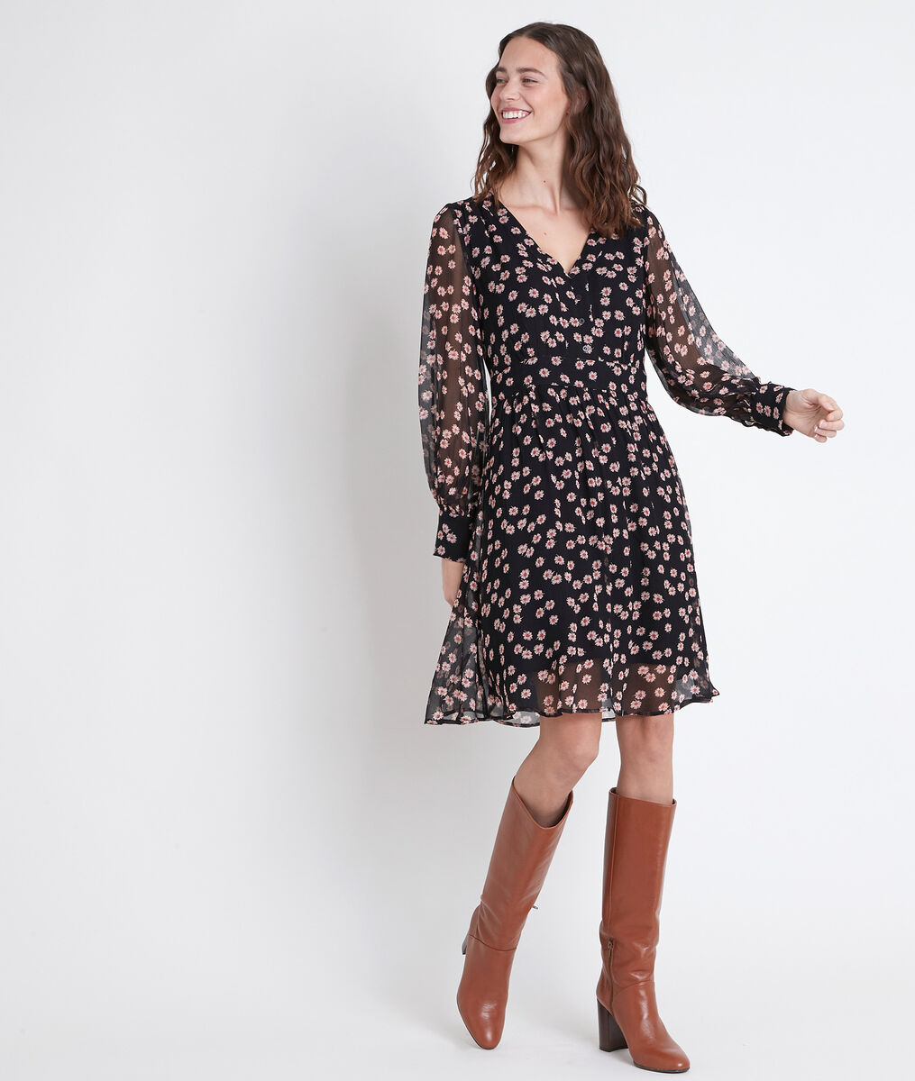 Schwarzes Kleid Mit Blumenprint Noella Damen Maison 123