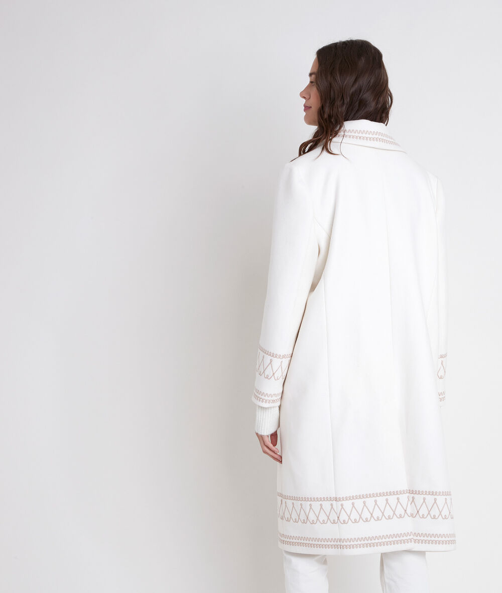 Manteau écru brodé oxana ecru.