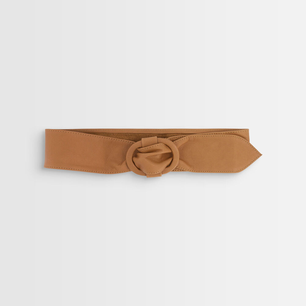Ceinture large en cuir camel elya camel.