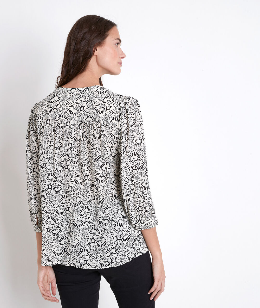 Blouse écrue imprimé fleuri elsa ecru.