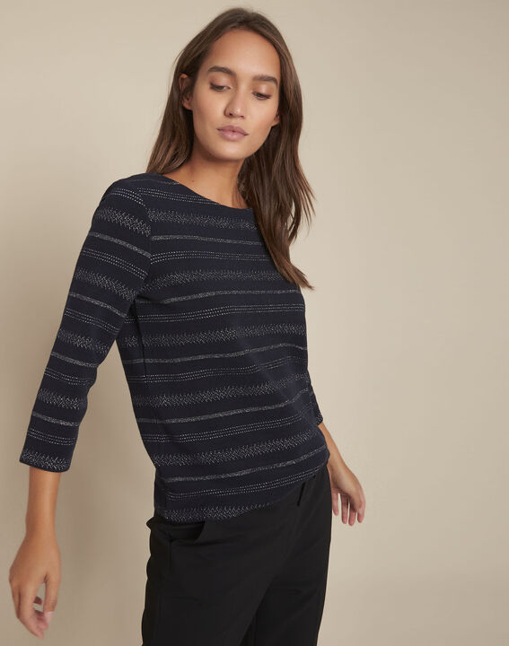 Tee-shirt rayé marine en lurex Charmant | 1-2-3 Tee-shirt rayé marine en lurex Charmant PhotoZ | 1-2-3