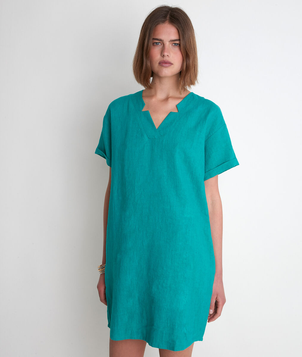 Robe en lin certifié verte Lauria | 1-2-3 Robe en lin certifié verte Lauria PhotoZ | 1-2-3