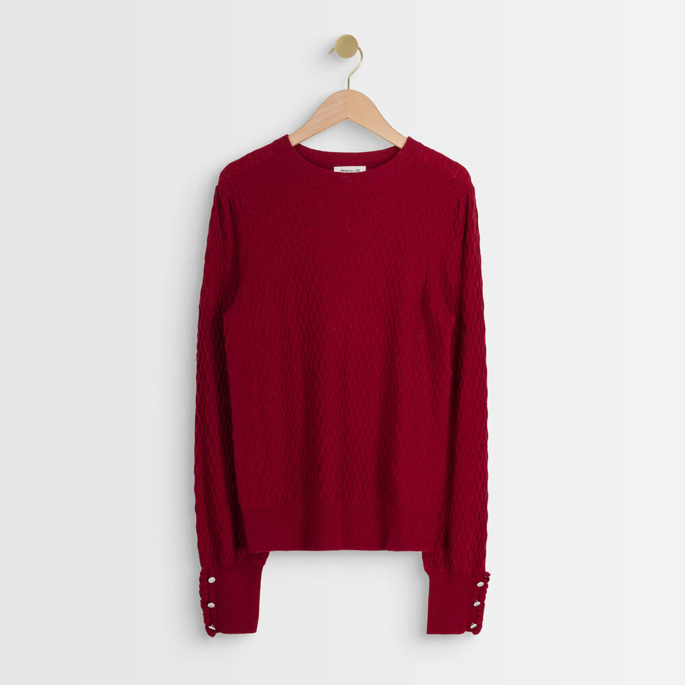 Pull en laine recyclée rouge alana bourgogne.