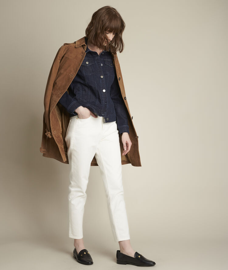 Havanabruine trench van fluweelleder qleo greige.