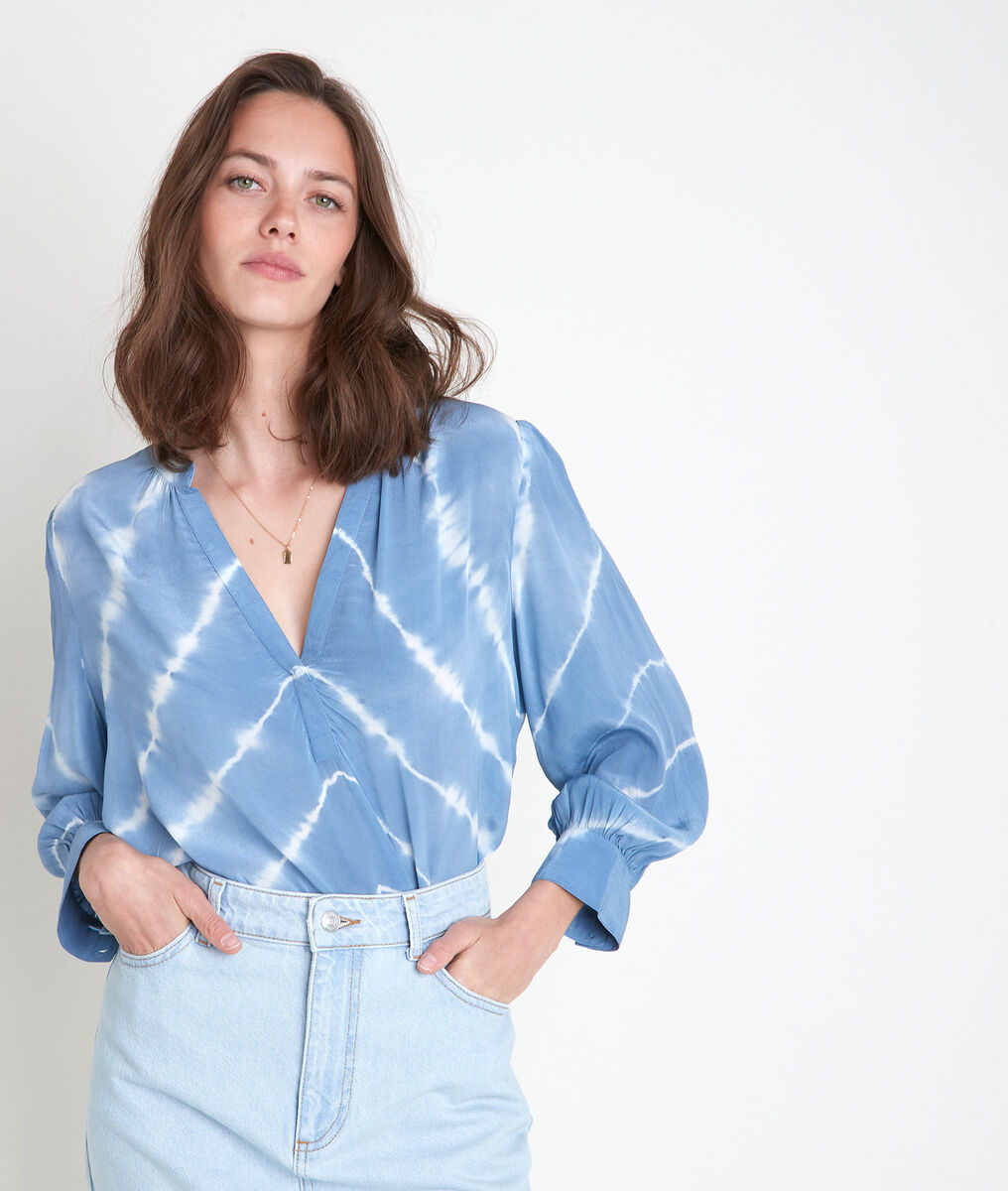 Blouse tie and dye bleu ciel Tylia | 1-2-3 Blouse tie and dye bleu ciel Tylia PhotoZ | 1-2-3