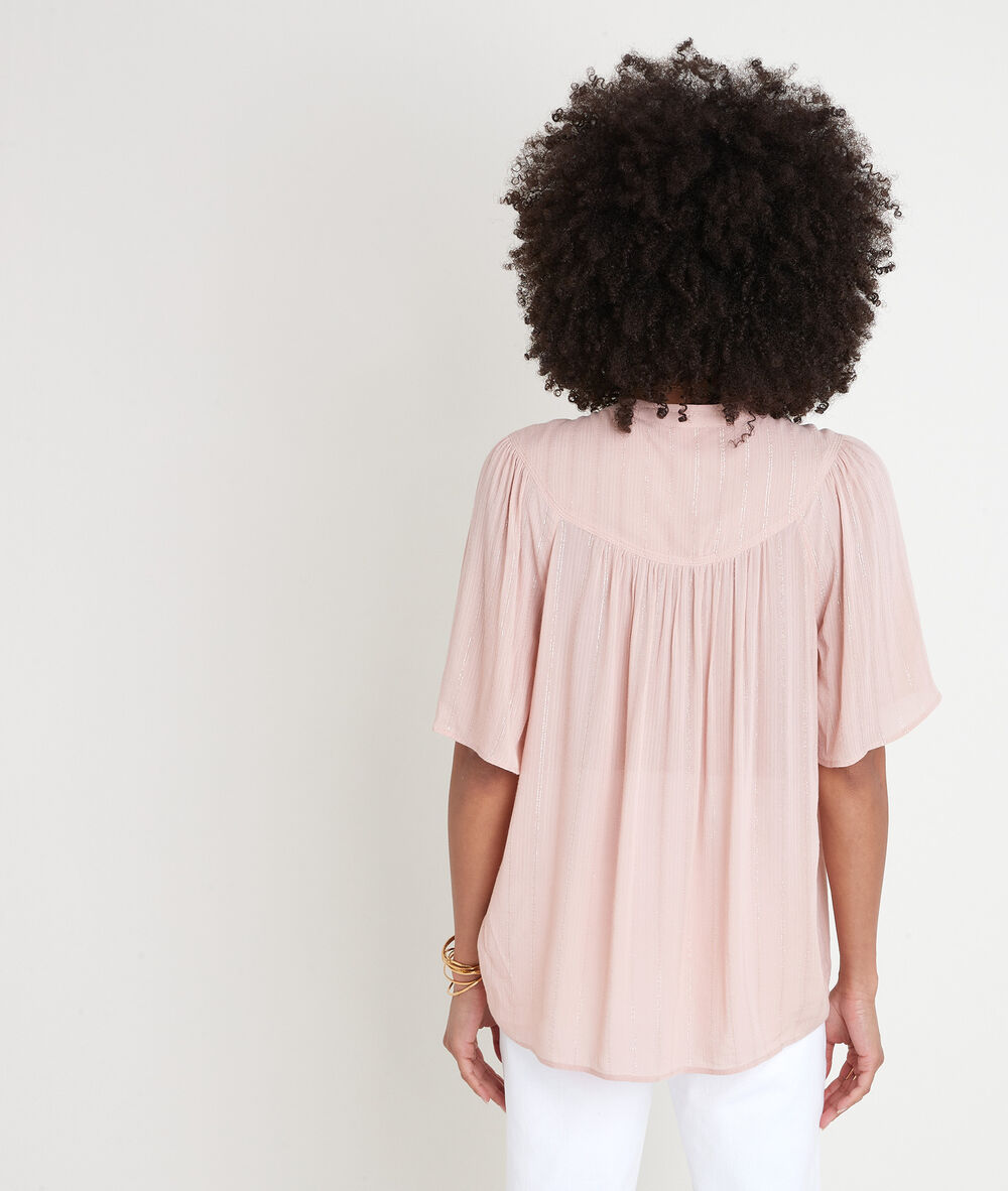 Blouse vaporeuse rose avec lurex telia corail.