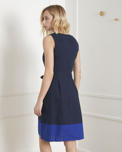 Marineblaues ausgestelltes leinenkleid lalie marineblau.