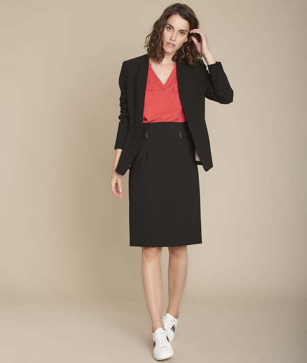 Rode blouse uit twee materialen Genna | 1-2-3 Rode blouse uit twee materialen Genna PhotoZ | 1-2-3