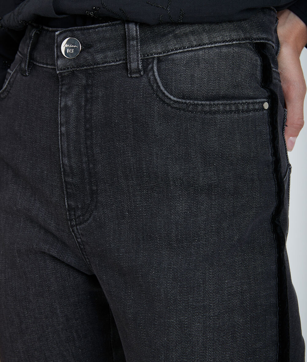 L'iconique slim à bandes velours petra noir.
