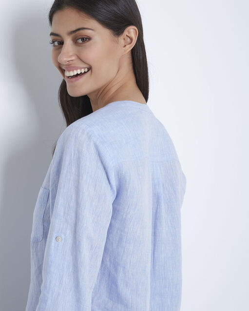 Blouse bleu ciel en lin roma bleu ciel.