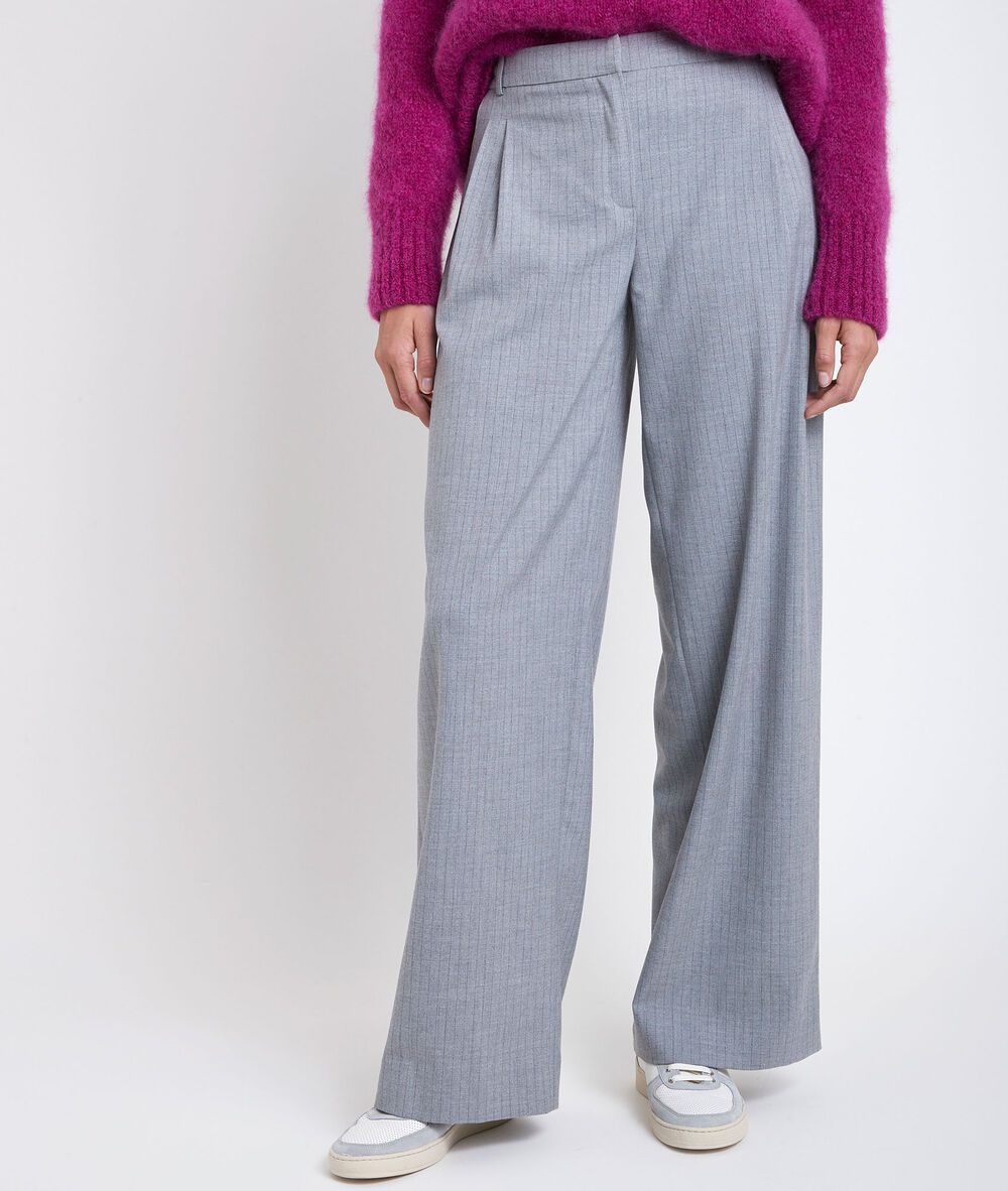Pantalon large rayé gris marcel gris pale.