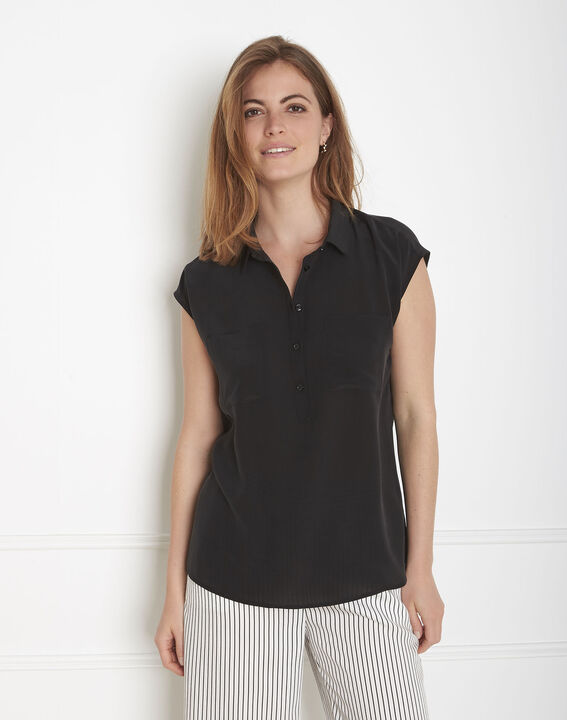 Blouse noire en soie Veziane | 1-2-3 Blouse noire en soie Veziane PhotoZ | 1-2-3