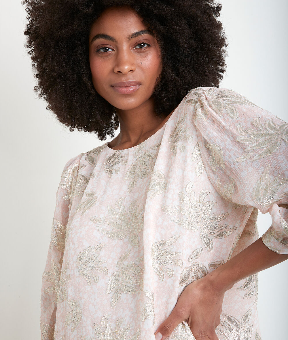 Robe en jacquard rose malika poudre.