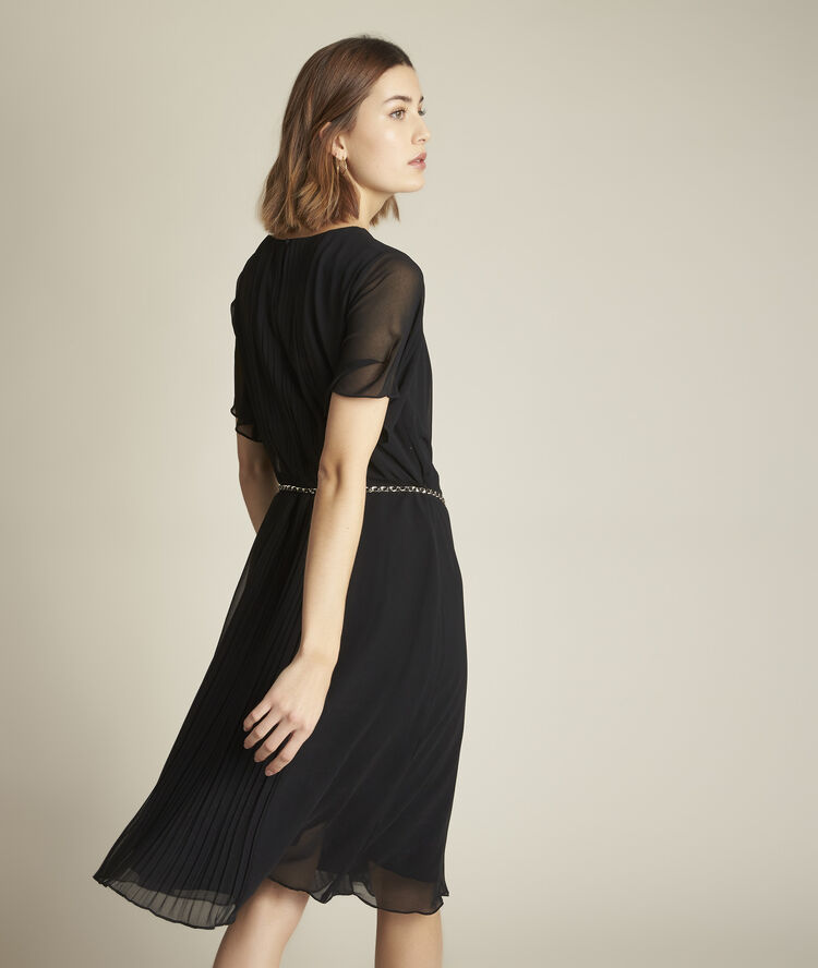 Robe longue plissée isabella noir.