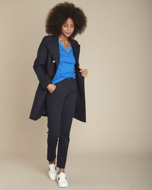 Tee-shirt cobalt col v carla bleu.