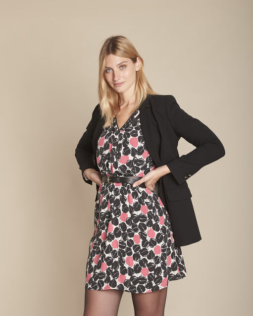 Robe droite imprim&eacute;e icone rose fluo.