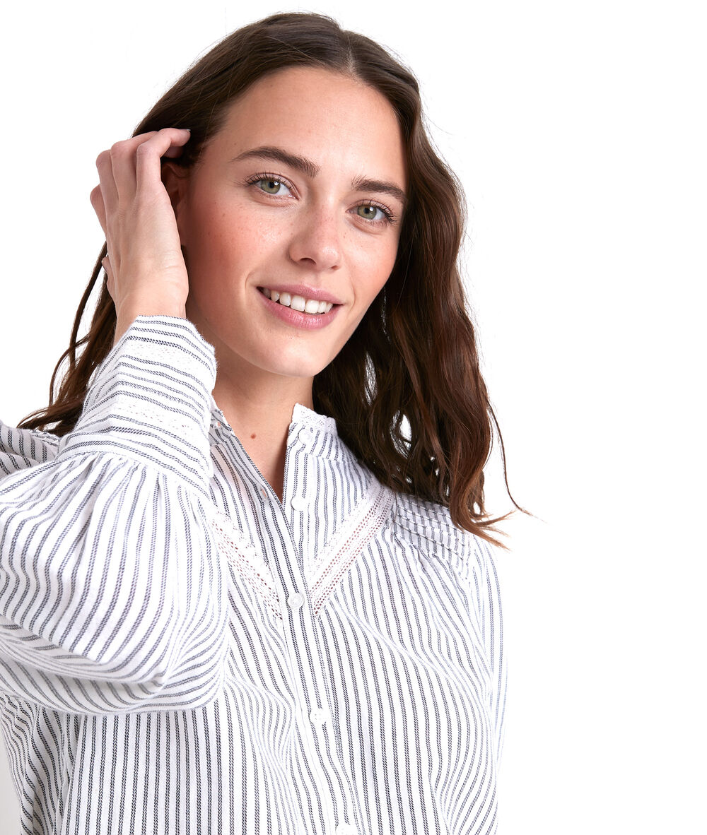 Blouse brodée rayée johana anthracite.