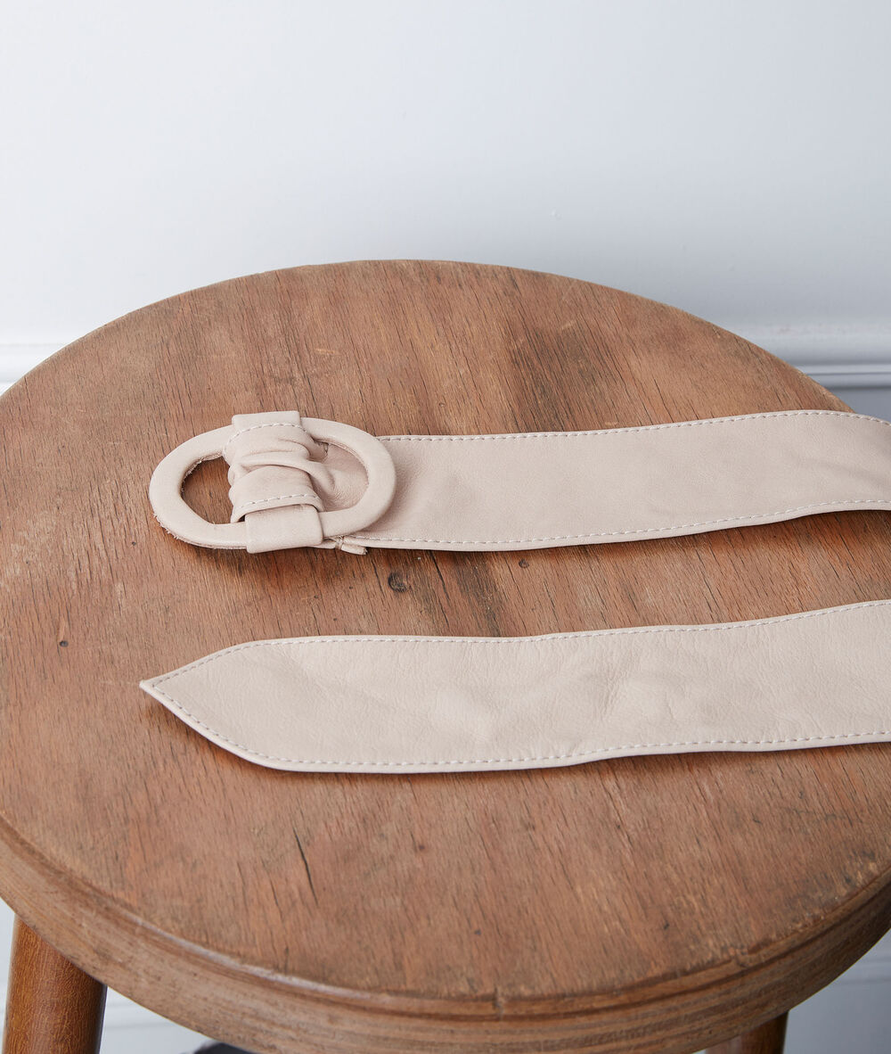 Ceinture large en cuir cr&egrave;me elya creme.