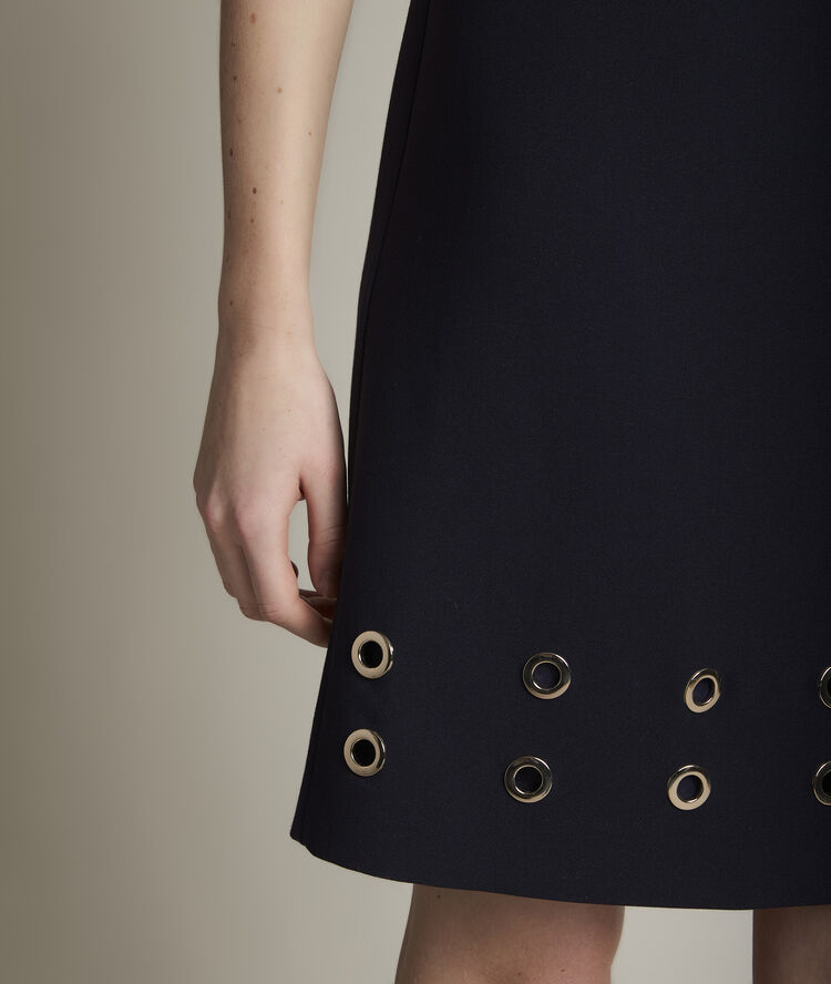 Robe compacte marine à oeillets corinne marine.