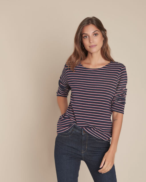 Tee-shirt ray&eacute; en ottoman calvin marine.