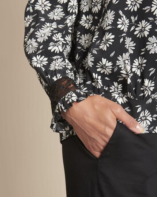 Blouse imprimé marguerite malice noir.